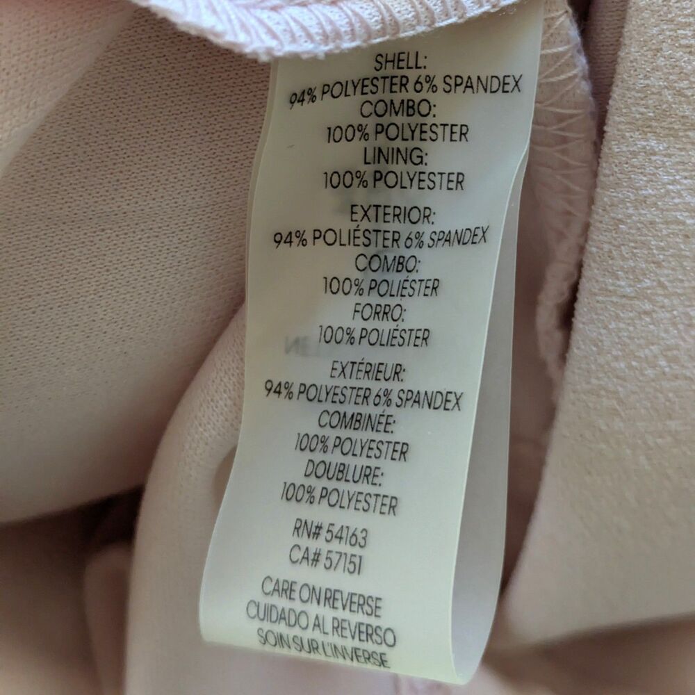 Calvin Klein Blush Pink Chiffon Bell Sleeve Sheath Dress Size 6 Button Detail - Picture 8 of 15